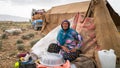 Qashqai nomadic woman infront of her tent, Iran