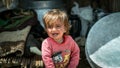 Qashqai Turkish nomadic child crying inside a tent, Shiraz, Iran