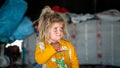 Qashqai Turkish nomadic child inside a tent, Shiraz, Iran