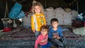 Qashqai Turkish nomadic children inside a tent, Shiraz, Iran