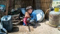 Qashqai Turkish nomadic children inside a tent, Shiraz, Iran