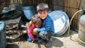 Qashqai Turkish nomadic children inside a tent, Shiraz, Iran