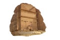 Qasr Al Farid, one of the tomb at the archaeological site Mada`in Saleh also called Al-Ã¡Â¸Â¤ijr or Hegr, Saudi Arabia. Isolated on w Royalty Free Stock Photo