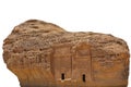 Qasr Al Farid, one of the tomb at the archaeological site Mada`in Saleh also called Al-Ã¡Â¸Â¤ijr or Hegr, Saudi Arabia. Isolated on w