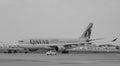 Qatar airplane docking at Tan Son Nhat airport in Saigon, Vietnam
