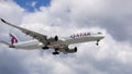 Qatar Airways Airbus A350 Prepares for Landing at Chicago O`Hare