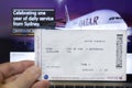 Qatar Airways boarding pass. Royalty Free Stock Photo