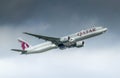 Qatar Airways Boeing 777-300 Departure Royalty Free Stock Photo