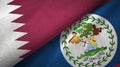 Qatar and Belize two flags textile cloth, fabric texture