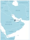 Qatar - blue map with neighboring countries and names