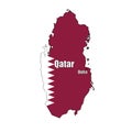 Qatar country purple flag vector inside the map on isolated white background and pin for travel, middle east, and geography concep