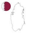 Qatar country vector map outline on isolated white background for travel, middle east, and geography concepts.\