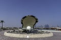 Qatar, Doha, Pearl Oyster Monument with its fountain at the northern end of the Corniche. Royalty Free Stock Photo