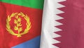 Qatar and Eritrea two flags textile cloth 3D rendering
