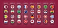 Qatar fifa world cup soccer tournament 2022 . 32 teams Final draw groups with country flag . Vector