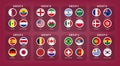 Qatar fifa world cup soccer tournament 2022 . 32 teams Final draw groups with country flag . Vector