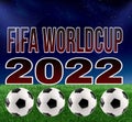 Qatar 2022 Fifa World Cup with white Football . International football organization in Qatar.