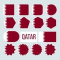 Qatar Flag Collection Figure Icons Set Vector Royalty Free Stock Photo