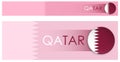 QATAR flag horizontal web banner in modern neomorphism style. Webpage QATAR country header button for mobile application or