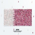 Qatar Flag. A large group of people form to create the shape of the Qatari flag.
