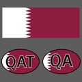 Qatar flag and sticker on the car with the acronym QA and QAT