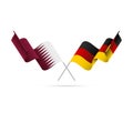 Qatar and Germany flags. Crossed flags. Vector illustration.