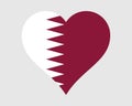 Qatar Heart Flag. Qatari Love Shape Country Nation National Flag. State of Qatar Banner Icon Sign Symbol. EPS Vector Illustration