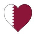 Qatar Heart Shape Flag. Love Qatar. Visit Qatar. Middle East. Western Asia. Asia. Vector Illustration Graphic