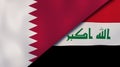 Qatar Iraq national flags. News, reportage, business background. 3D illustration