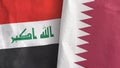 Qatar and Iraq two flags textile cloth 3D rendering