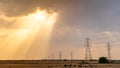 Qatar landscape Electricity transmission towers