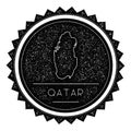 Qatar Map Label with Retro Vintage Styled Design.