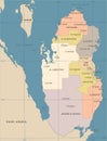 Qatar Map - Vintage Detailed Vector Illustration Royalty Free Stock Photo