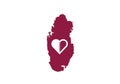 Qatar outline map country shape national borders heart state symbol love Royalty Free Stock Photo