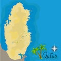 Qatar. Realistic satellite background. Drawn with cartographic accuracy.