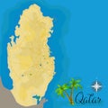 Qatar. Realistic satellite background map with roads.