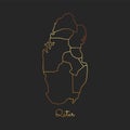 Qatar region map: golden gradient outline on dark.