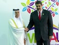 Qatar's Deputy Prime Minister Ahmad Abdullah Al Mahmoud and Venezuelan President Nicolas Maduro