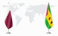 Qatar and Sao Tome and Principe flags for official meeti