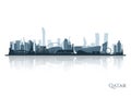 Qatar skyline silhouette with reflection. Royalty Free Stock Photo