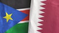 Qatar and South Sudan two flags textile cloth 3D rendering