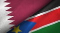 Qatar and South Sudan two flags textile cloth, fabric texture