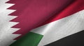 Qatar and Sudan two flags textile cloth, fabric texture