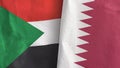 Qatar and Sudan two flags textile cloth 3D rendering
