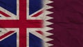 Qatar and United Kingdom Flags Together, Crumpled Paper Effect 3D Illustration