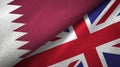 Qatar and United Kingdom two flags textile cloth, fabric texture