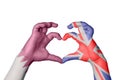 Qatar United Kingdom Heart, Hand gesture making heart