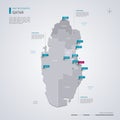 Qatar vector map with infographic elements, pointer marks Royalty Free Stock Photo