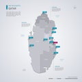 Qatar vector map with infographic elements, pointer marks