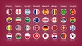 Qatar world cup tournament 2022 . 32 teams Final draw groups with country flag . Vector Royalty Free Stock Photo